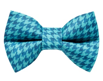 Cat Bow Tie - "The Sleuth" - Blue Houndstooth