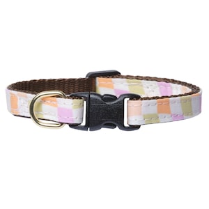 Cat Collar - &quot;The Game Plan&quot; -  Breakaway / Cream, Pastel Stars, Checkered / Cat + Kitten
