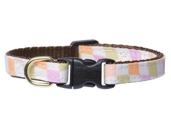 Cat Collar - "The Game Plan" -  Breakaway / Cream, Pastel Stars, Checkered / Cat + Kitten