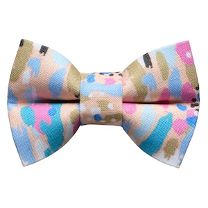 Cat Bow Tie - "The (Not) Staying Neutral" - Abstract Print Bow Tie for Cat Collar / Pastel, Paint Strokes / Cat, Kitten + Small Dog Bowtie