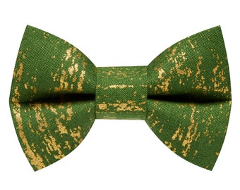 Cat Bow Tie - "The Good as Gold" - Holiday Green + Metallic Gold