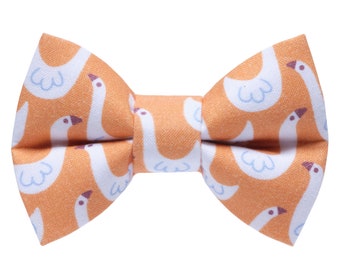 Cat Bow Tie - "The Silly Goose" - Goose Print Bow Tie for Cat Collar / Bird, Summer, Goose, Orange / Cat, Kitten + Small Dog Bowtie