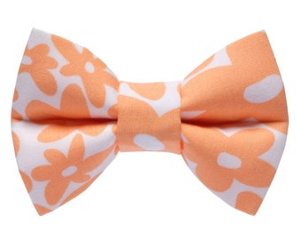 Cat Bow Tie - "The Wild Child" - Cream Groovy Floral Bow Tie for Cat Collar / Summer, Retro / Cat, Kitten + Small Dog Bowtie