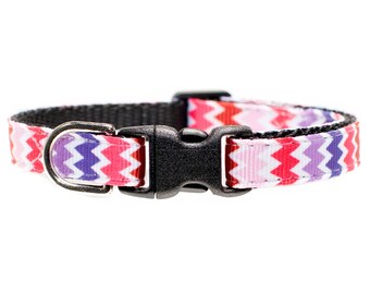 Cat Collar - "The Copycat" - Multicolored Chevron