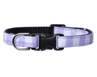 Cat Collar - "The Lazy Sunday" -  Breakaway / Lavender Gingham, Checkered, Checked / Cat + Kitten