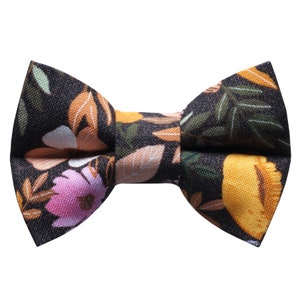 Cat Bow Tie - &quot;The Falling For You&quot; - Brown Floral Print Bow Tie for Cat Collar / Fall, Flowers / Cat, Kitten + Small Dog Bowtie