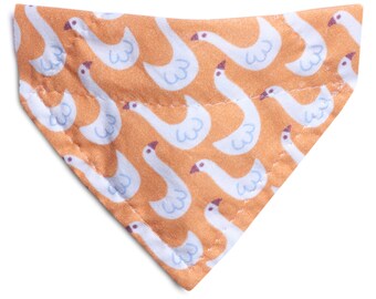 Cat Bandana - "The Silly Goose" - Orange Goose Print Bandana for Cat + Small Dog / Orange, Birds, Summer  / Over-the-Collar Bandana