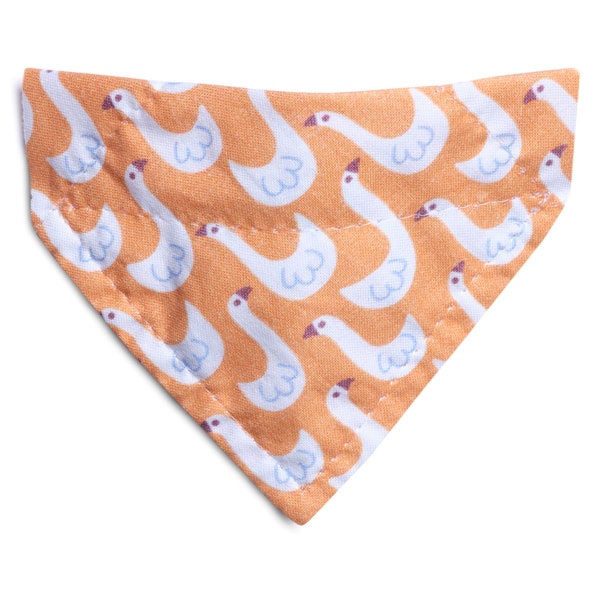Cat Bandana - "The Silly Goose" - Orange Goose Print Bandana for Cat + Small Dog / Orange, Birds, Summer  / Over-the-Collar Bandana