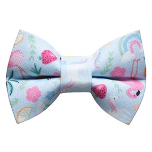 Cat Bow Tie - "The Hot Cat Summer" - Summer Fun Print Bow Tie for Cat Collar / Flamingos, Unicorns, Rainbow / Cat, Kitten + Small Dog Bowtie