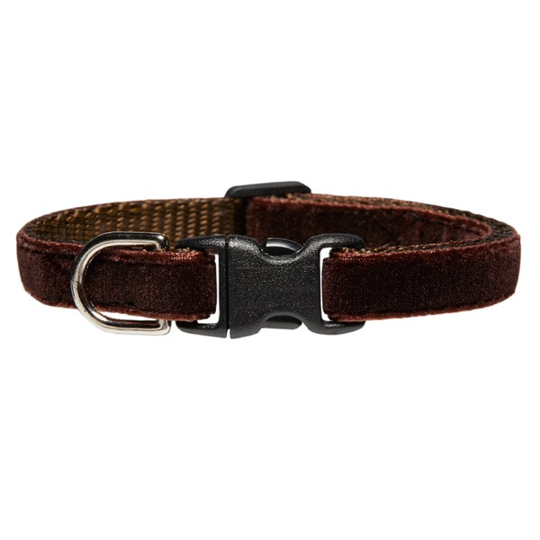 Cat Collar - "The Study Hall " - Chocolate Brown Velvet