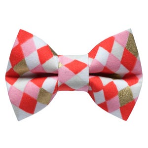 Cat Bow Tie - &quot;The Dancer&quot; - Holiday Bow Tie for Cat Collar / Christmas, New Year&#39;s, Pink, Red, Gold / Cat, Kitten + Small Dog Bowtie