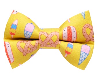 Cat Bow Tie - "The Kinda Salty" - Pretzel, Hotdog, Ice Cream Summer Print