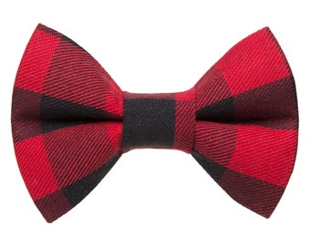 Cat Bow Tie - "The Wildcard" - Red Buffalo Plaid