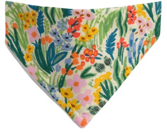 Cat Bandana - "The Going Places" - Yellow Floral Print Bandana for Cat + Small Dog / Rifle Paper Fabric, Summer / Over-the-Collar Bandana