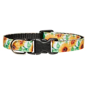 Cat Collar - &quot;The Get Up + Glow&quot; -  Breakaway / Yellow, Sunflower, Floral, Summer Print / Cat + Kitten