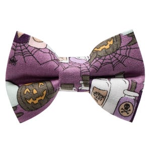 Cat Bow Tie - &quot;The Spellbound&quot; -  Halloween Print Bow Tie for Cat Collar / Jack-o-lantern, Potions, Spider  / Cat, Kitten + Small Dog Bowtie