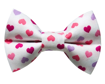 Cat Bow Tie - "The Modern Romance" - Pink, Red, Purple Hearts