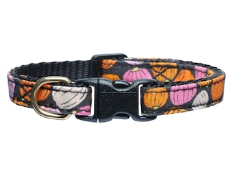 Cat Collar - "The Patch You Later" -  Breakaway / Pumpkin Print, Halloween, Fall, Black, Orange, Pink / Cat + Kitten