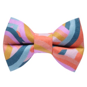 Cat Bow Tie - "The Zero Gravity" - Jewel Toned Squiggle Print Bow Tie for Cat Collar / Squiggle, Summer / Cat, Kitten + Small Dog Bowtie