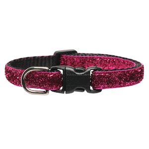 Cat Collar - &quot;The Beauty Queen&quot; -  Breakaway / Dark Pink Sparkle, No-Shed, Glitter / Cat + Kitten
