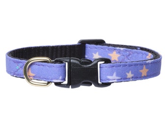 Cat Collar - &quot;The Starstruck&quot; -  Breakaway / Purple, Pastel Stars, Retro / Cat + Kitten