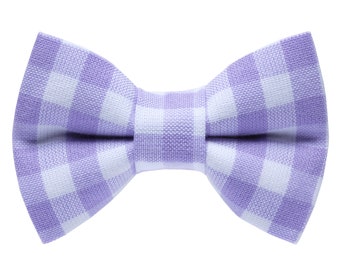 Cat Bow Tie - "The Lazy Sunday" - Lavender Purple Gingham Bow Tie for Cat Collar / Summer, Checkered, Check / Cat, Kitten + Small Dog Bowtie