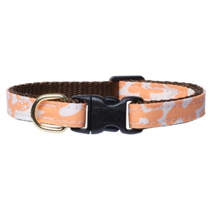 Cat Collar - &quot;The Wild Child&quot; -  Breakaway / Cream, Orange, Retro, Floral / Cat + Kitten