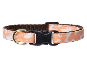 Cat Collar - "The Wild Child" -  Breakaway / Cream, Orange, Retro, Floral / Cat + Kitten