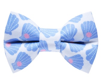 Cat Bow Tie - "The Deep Dive" - Shells Print Bow Tie for Cat Collar / Sea Shells, Summer, Nautical / Cat, Kitten + Small Dog Bowtie