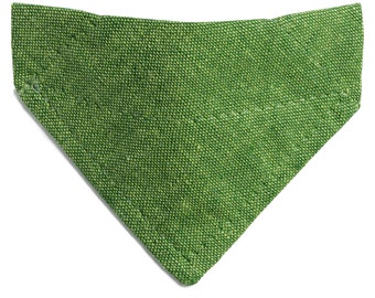 Cat Bandana - "The List Maker" - Holiday Bandana for Cat + Small Dog / Green, Christmas, Chambray  / Over-the-Collar Bandana