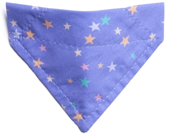 Cat Bandana - "The Starstruck" - Purple Star Print Bandana for Cat + Small Dog / Purple, Pastel, Lavender / Over-the-Collar Bandana