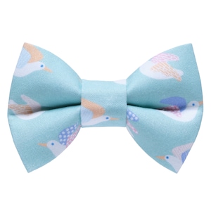 Pajarita de gato - &quot;The Winging It&quot; - Pajarita con estampado de pájaro de gaviota para collar de gato / pájaro, verano, náutico, menta / gato, gatito + pajarita de perro pequeño