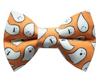 Noeud papillon pour chat - « The Fa-Boo-Lous » - Noeud papillon fantôme d’Halloween pour collier de chat / Halloween d’automne / Chat, chaton + petit noeud papillon pour chien