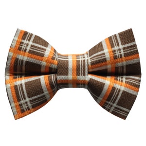 Cat Bow Tie - &quot;The Down to Earth&quot; - Brown Orange Plaid Bow Tie for Cat Collar / Fall, Autumn / Cat, Kitten + Small Dog Bowtie