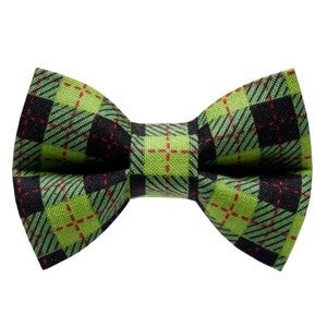 Cat Bow Tie - "The Sleigh-In It" - Holiday Green Buffalo Plaid