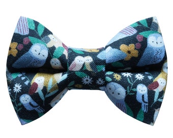 Cat Bow Tie - "The Owl or Nothing" - Owl Print Bow Tie for Cat Collar / Birds, Fall, Autumn / Cat, Kitten + Small Dog Bowtie