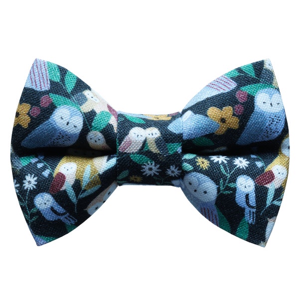Cat Bow Tie - "The Owl or Nothing" - Owl Print Bow Tie for Cat Collar / Birds, Fall, Autumn / Cat, Kitten + Small Dog Bowtie