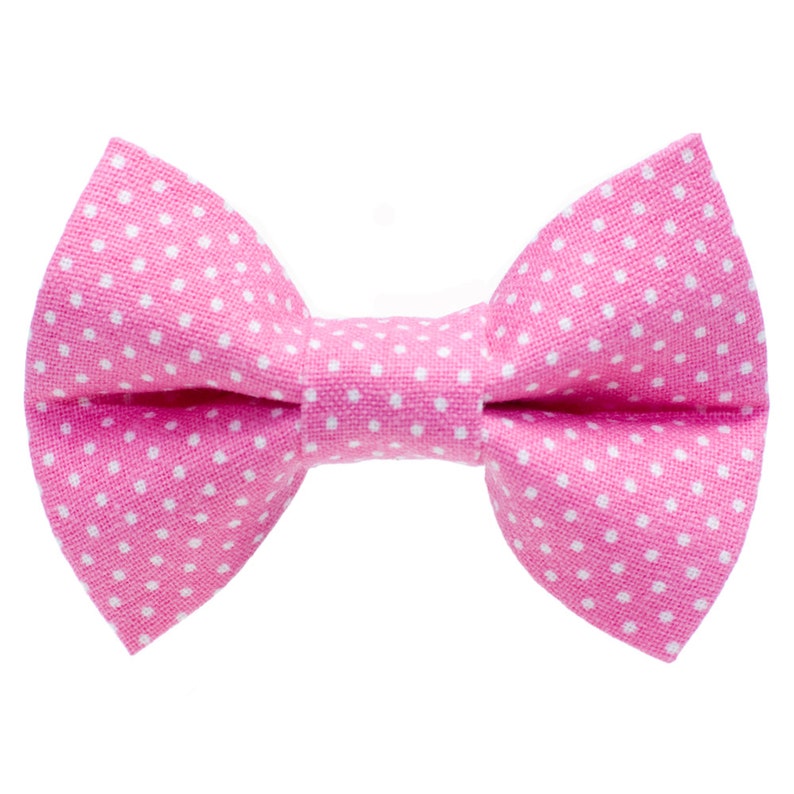 Cat Bow Tie The Honey Bunny Pink with White Polka Dots image 1