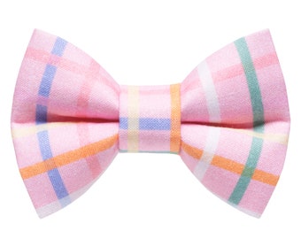 Cat Bow Tie - "The It's Casual" - Pink Plaid Valentines Day