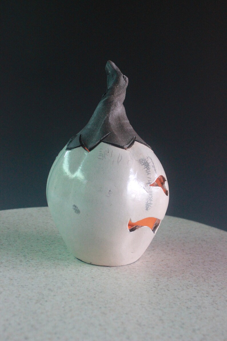 Jacko'lantern Ceramic Pumpkin for Halloween, Candle Holder for Votives