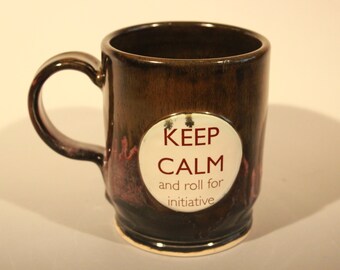 Large Cup Mug Tankard 22 Ounce Keep Calm and Roll For Initiative