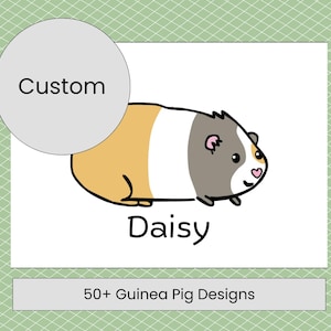 Aangepaste cavia digitale kunst 4 x 6 - schattige cavia gepersonaliseerde cartoon digitale download