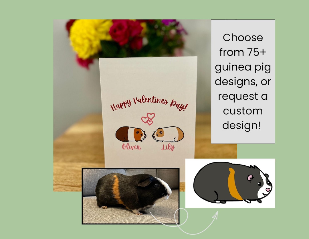 Custom Guinea Pig Valentines Day Card (made With Recycled Cardstock) - Etsy