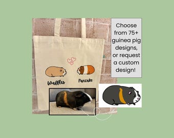 Personalized Guinea Pig Tote Bag: Custom Pet Portrait (Made with 100% Recycled Cotton Canvas)