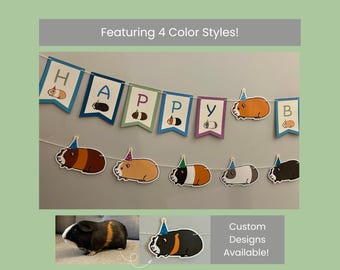 Guinea Pig Party Banner: Happy Birthday Sign (Made with 100% Recycled Cardstock)