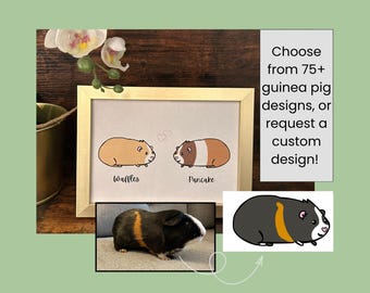 Custom Guinea Pig Portrait: Personalized Cartoon Pet Art, Recycled Cardstock