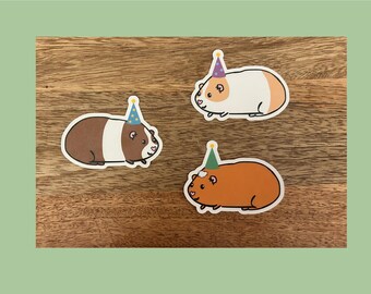 10 Pack Guinea Pig Party Stickers: Laminated Sticker Set (Made with recycled sticker paper)
