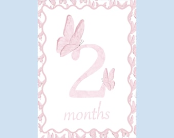 Baby Milestone Cards Girl | Butterfly Printable Photo Props, Baby Monthly Milestone, Instant Download