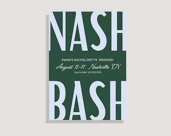Nashville Bachelorette Invitation | Nash Bash Editable Canva Template, Itinerary Digital Download