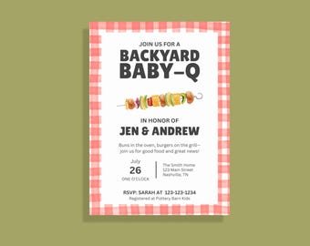 Baby q Invitations: Summer BBQ Baby Shower Invite Template (Instant Digital Download)